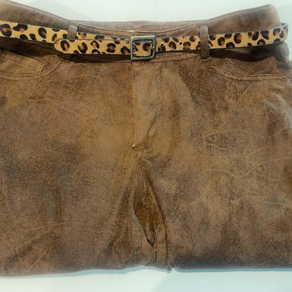 Brown Faux Suede Flared Pants Women's Size: 8